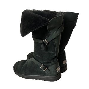 UGG BLACK CIERA TALL CONVERTIBLE SUEDE,  SHEEPSKIN BOOTS, WOMEN US 9 / EUR 40